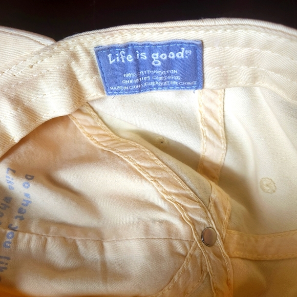 Life is Good Yellow Cap with Pink Heart EUC - Picture 6 of 8